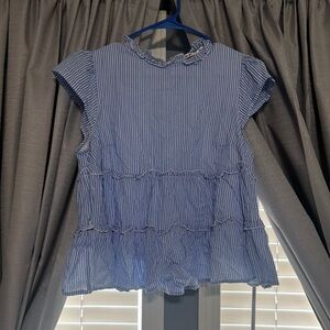 Source Unknown Blue Striped Blouse